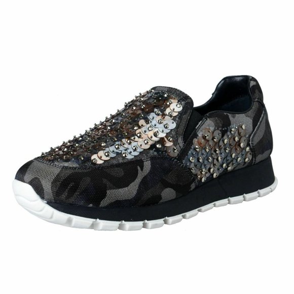 Prada Women's Sequin Decorated Moccasins Loafers - Picture 1 of 7